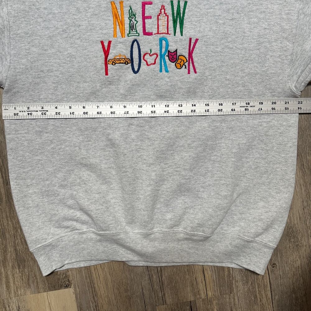 Vintage New York Sweatshirt Mens Large Embroidered Crewneck 90s - Picture 4 of 8